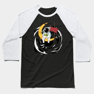 Astronaut Above a Blackhole on a Moon Waving a Flag Baseball T-Shirt